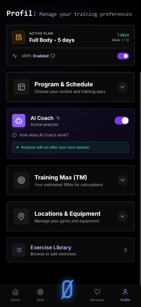 pr.zerø - Profil et AI Coach